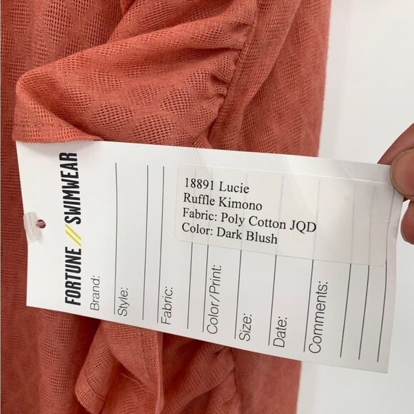 Fortune Swimwear Lucie Ruffle Kimono Cover Up In Dark Blush - Picture 3 of 6